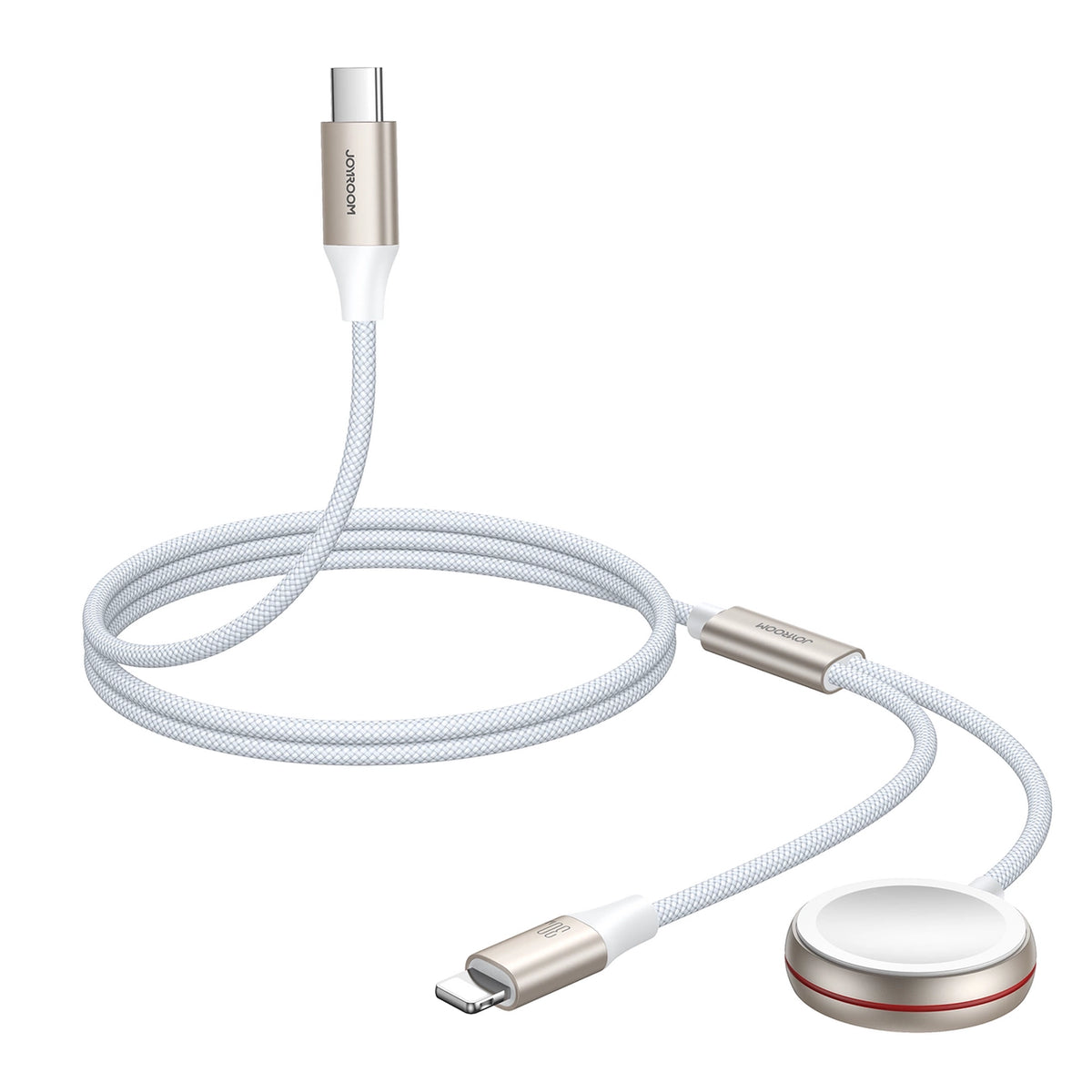 Joyroom 2 w 1 kabel lightning i do Apple Watch 1.5m biały (S-IW012) – zdjęcie 6