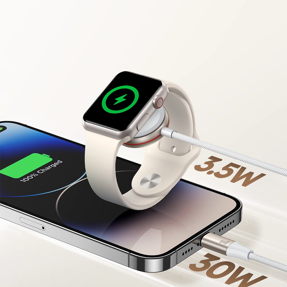 Joyroom 2 w 1 kabel lightning i do Apple Watch 1.5m biały (S-IW012) – zdjęcie 9