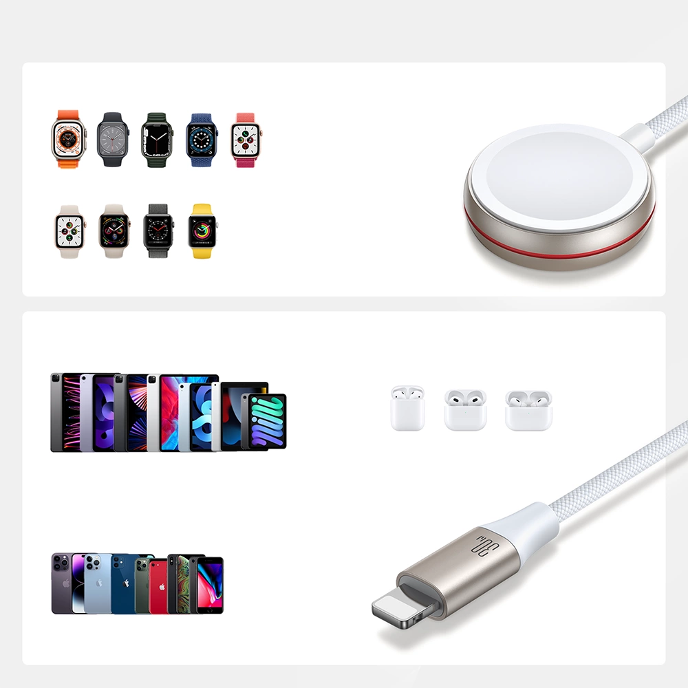 Joyroom 2 w 1 kabel lightning i do Apple Watch 1.5m biały (S-IW012) – zdjęcie 14