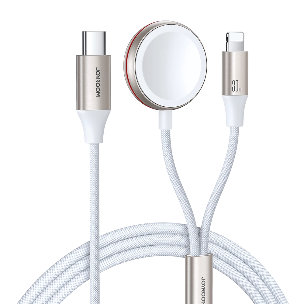 Joyroom 2 w 1 kabel lightning i do Apple Watch 1.5m biały (S-IW012)