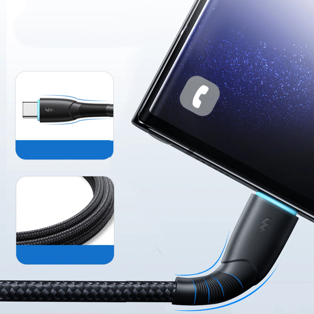 Kabel Joyroom Starry Series SA32-AC3 3A USB-A / USB-C 1m - czarny – zdjęcie 14