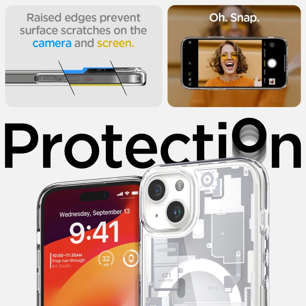 Etui Spigen Ultra Hybrid Mag z na iPhone 15 Plus - białe (wzór Zero One) – zdjęcie 13