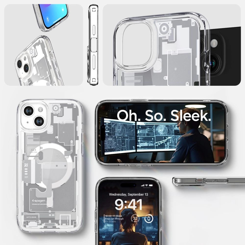 Etui Spigen Ultra Hybrid Mag z na iPhone 15 Plus - białe (wzór Zero One) – zdjęcie 15