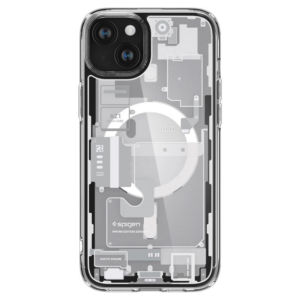 Etui Spigen Ultra Hybrid Mag z na iPhone 15 Plus - białe (wzór Zero One) – zdjęcie 2