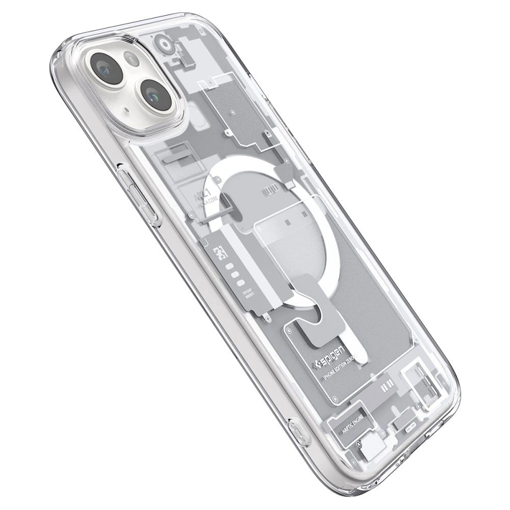 Etui Spigen Ultra Hybrid Mag z na iPhone 15 Plus - białe (wzór Zero One) – zdjęcie 9