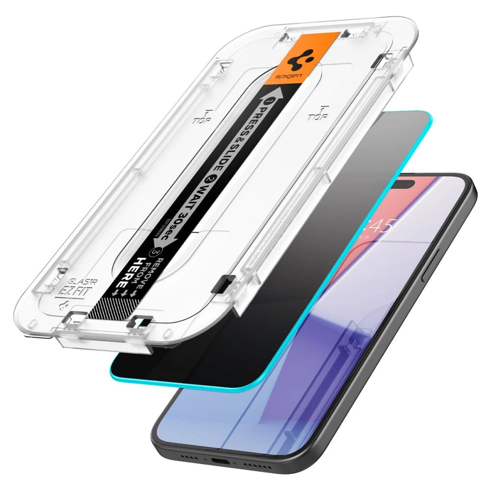 Szkło hartowane Spigen Glas.tR EZ Fit Privacy na iPhone 15 Plus – zdjęcie 2