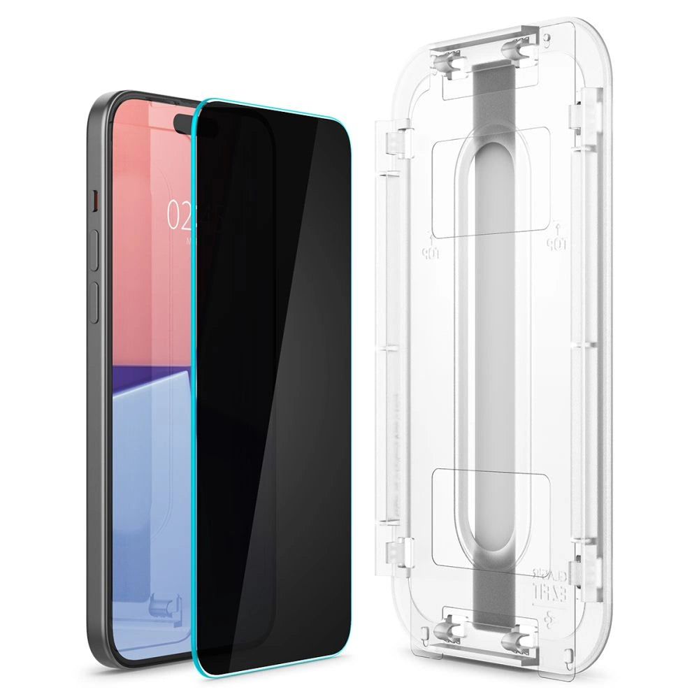 Szkło hartowane Spigen Glas.tR EZ Fit Privacy na iPhone 15 Plus – zdjęcie 3