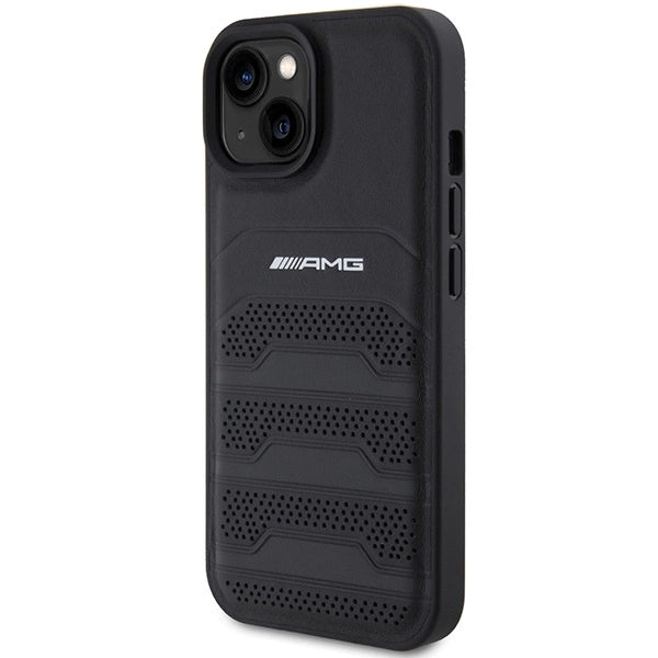 Etui AMG Leather Debossed Lines do iPhone 15 Plus - czarne – zdjęcie 2