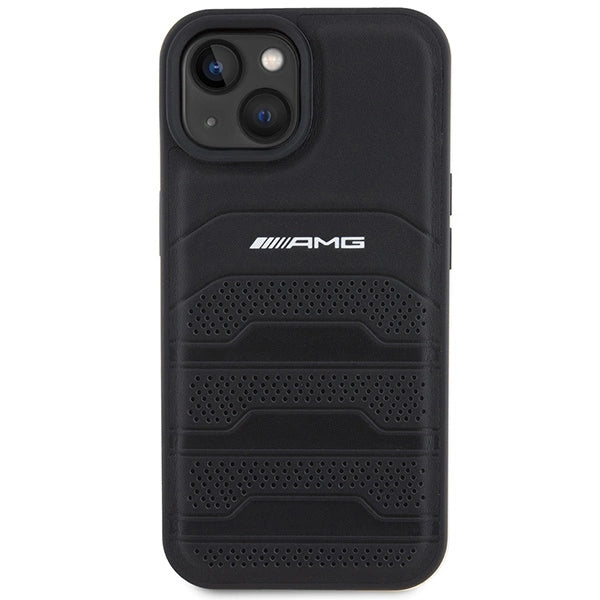 Etui AMG Leather Debossed Lines do iPhone 15 Plus - czarne – zdjęcie 3