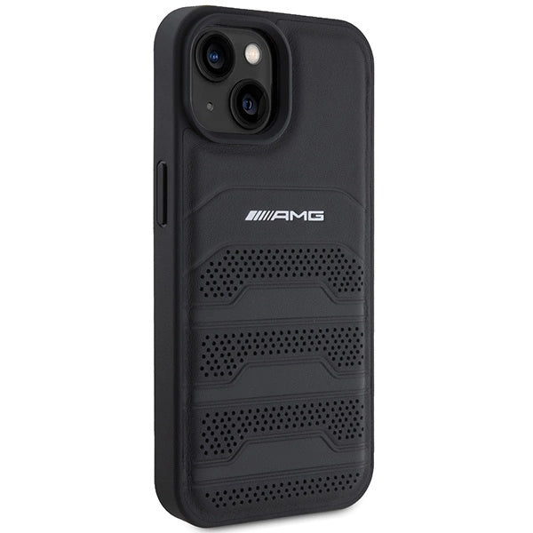 Etui AMG Leather Debossed Lines do iPhone 15 Plus - czarne – zdjęcie 4