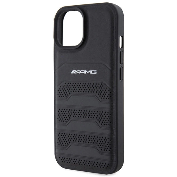 Etui AMG Leather Debossed Lines do iPhone 15 Plus - czarne – zdjęcie 6