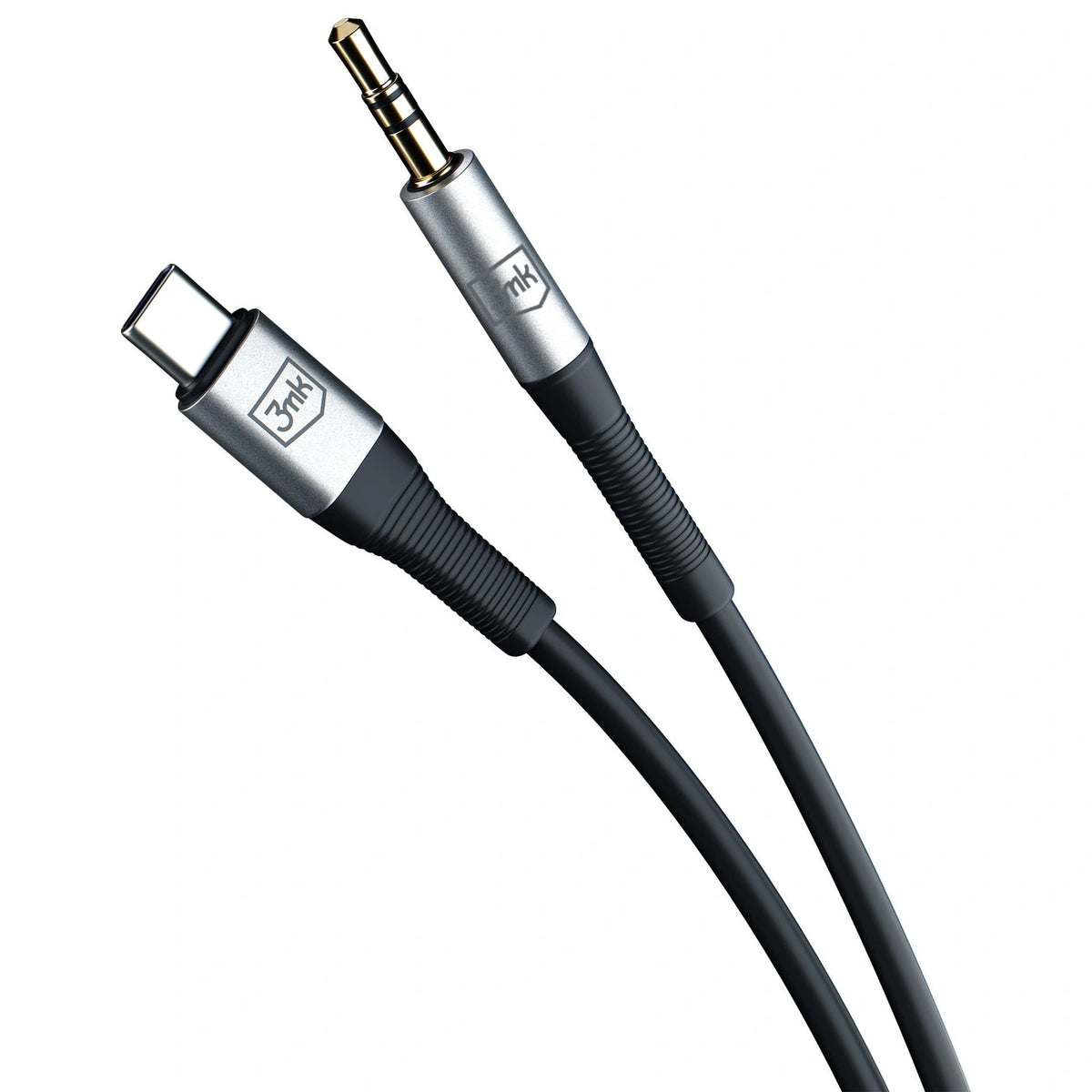 Kabel 3mk AUX minijack 3.5 mm / USB-C - srebrny – zdjęcie 2