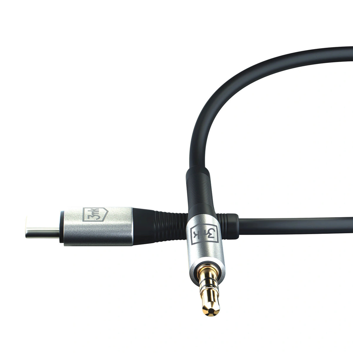 Kabel 3mk AUX minijack 3.5 mm / USB-C - srebrny – zdjęcie 5