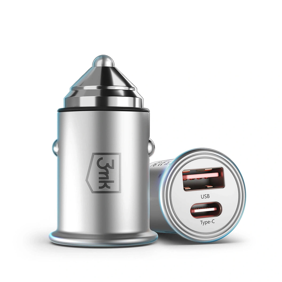 Ładowarka samochodowa 3mk Hyper Car Charger 45W USB-C USB-A - srebrna – zdjęcie 2