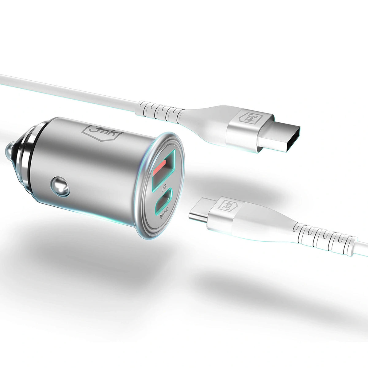 Ładowarka samochodowa 3mk Hyper Car Charger 45W USB-C USB-A - srebrna – zdjęcie 4