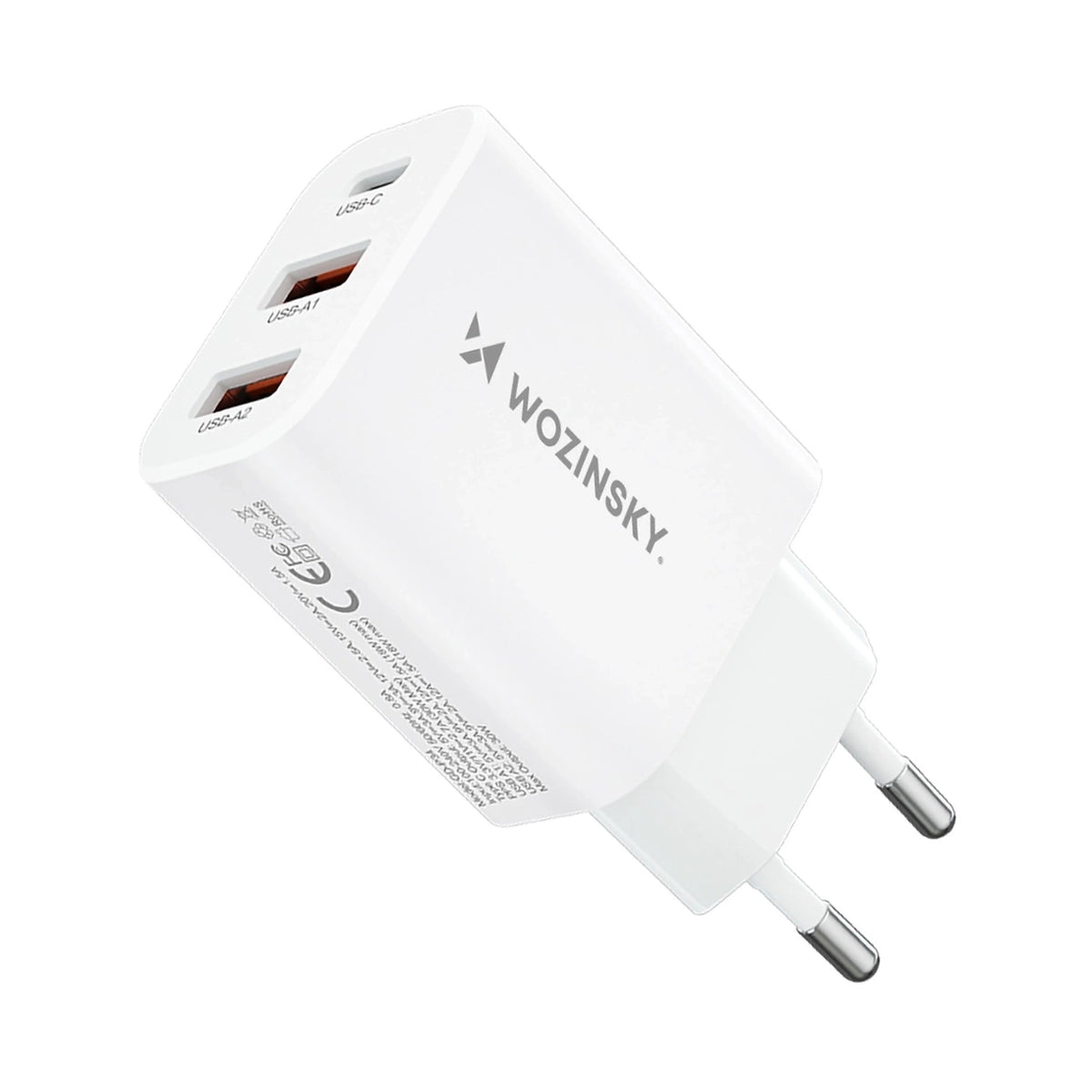 Ładowarka sieciowa Wozinsky CWCUCW 30W USB-C / 2 x USB-A - biała