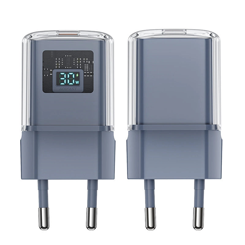 Ładowarka Acefast A53 PD 30W GaN USB-C z wyświetlaczem - szara – zdjęcie 3