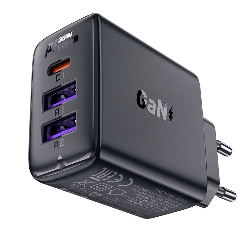 Ładowarka Acefast A57 PD 35W GaN 2 x USB-A + USB-C z 3 portami - czarna – zdjęcie 2