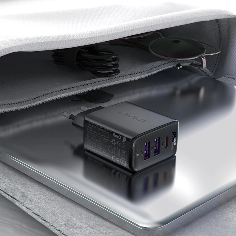 Ładowarka Acefast A57 PD 35W GaN 2 x USB-A + USB-C z 3 portami - czarna – zdjęcie 6