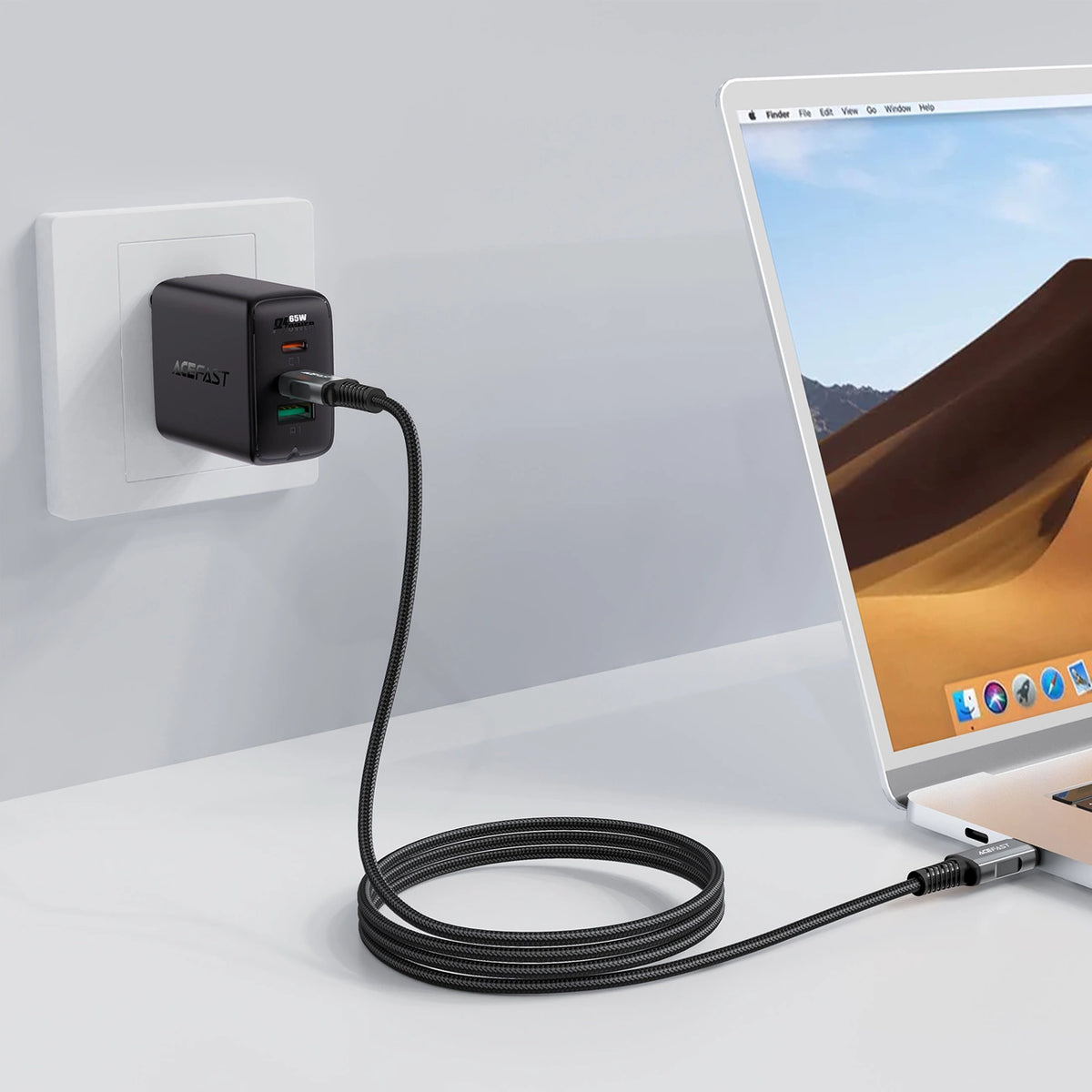 Kabel Acefast C1-09 USB-C / USB-C USB4 PD3.1 5A 1m - szaro-czarny – zdjęcie 4