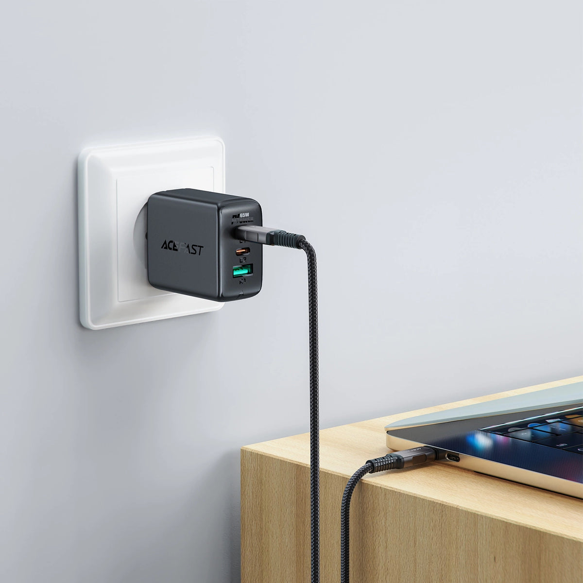 Kabel Acefast C1-09 USB-C / USB-C USB4 PD3.1 5A 1m - szaro-czarny – zdjęcie 6