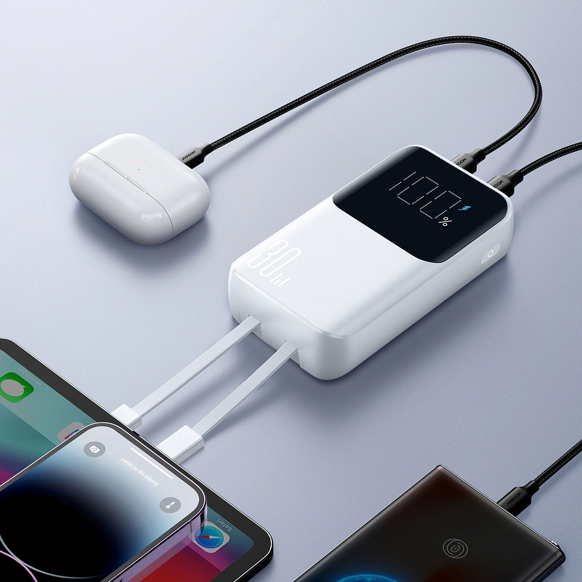 Mini powerbank Joyroom JR-PBC06 z wbudowanymi kablami USB-C - biały – zdjęcie 13