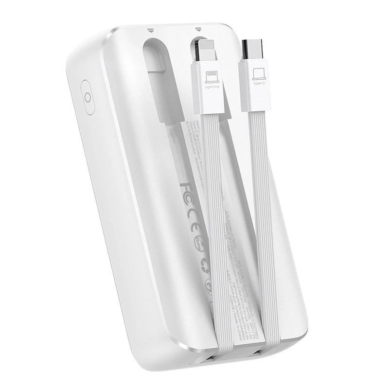 Mini powerbank Joyroom JR-PBC06 z wbudowanymi kablami USB-C - biały – zdjęcie 3