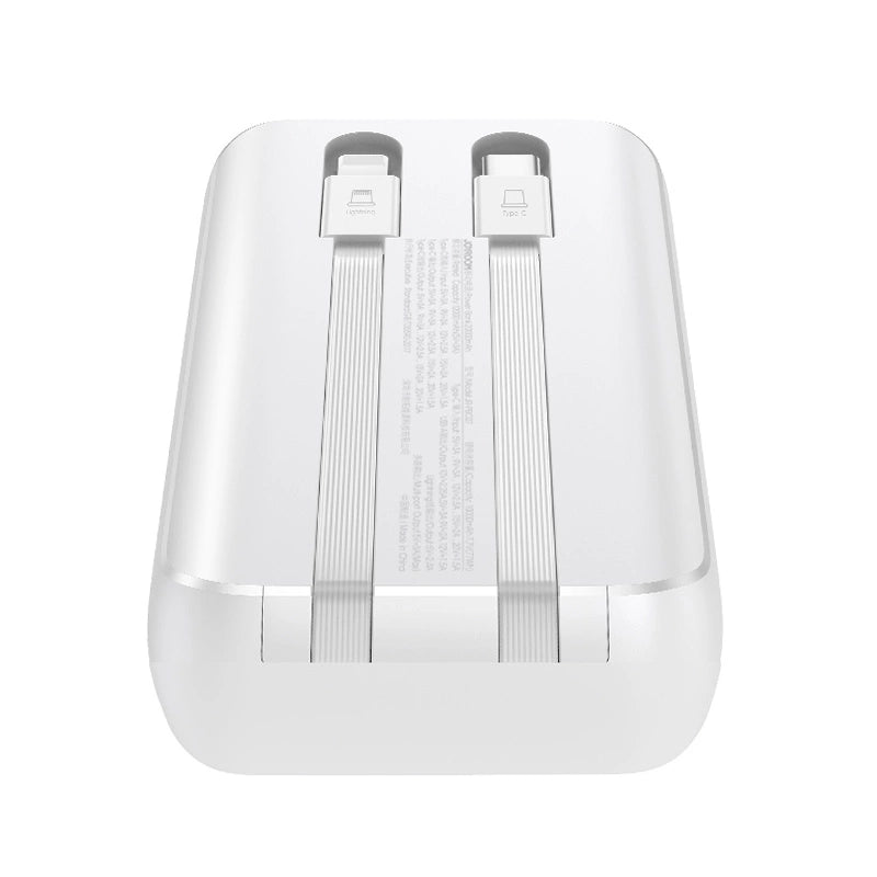 Mini powerbank Joyroom JR-PBC06 z wbudowanymi kablami USB-C - biały – zdjęcie 6