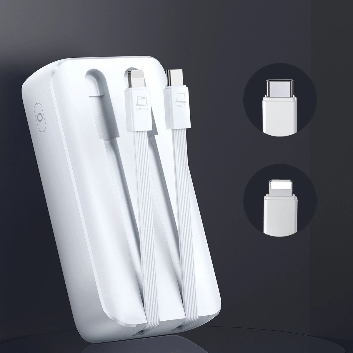 Mini powerbank Joyroom JR-PBC06 z wbudowanymi kablami USB-C - biały – zdjęcie 9