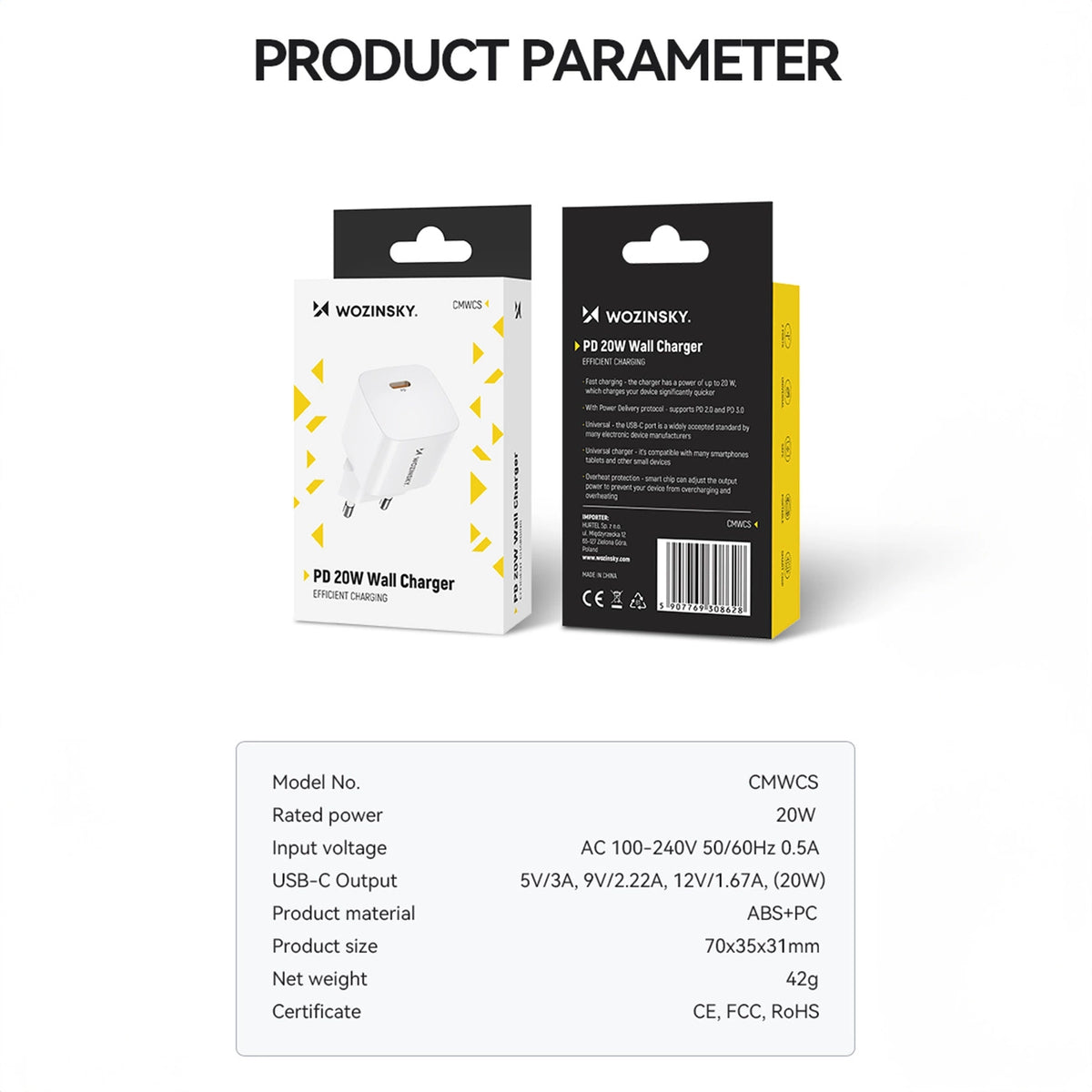 Ładowarka sieciowa Wozinsky CMWCS USB-C PD 20W - biała – zdjęcie 4