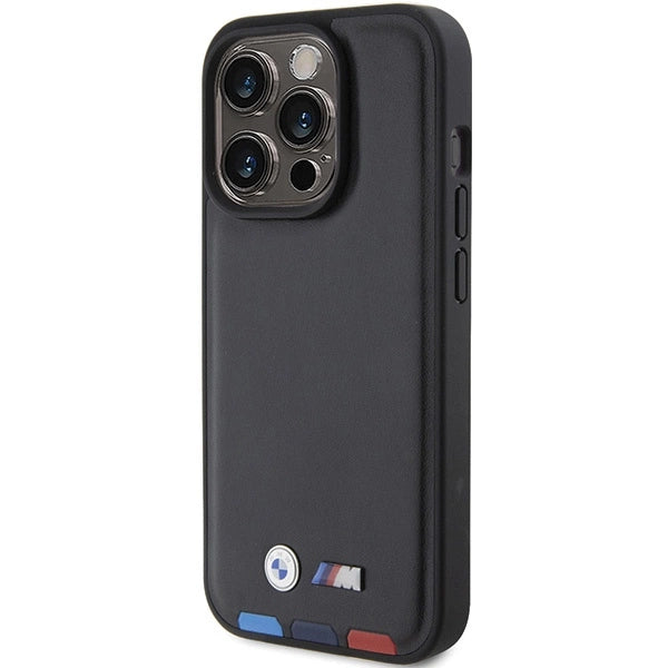 Etui BMW Leather Stamp Tricolor do iPhone 15 Pro - czarne – zdjęcie 2