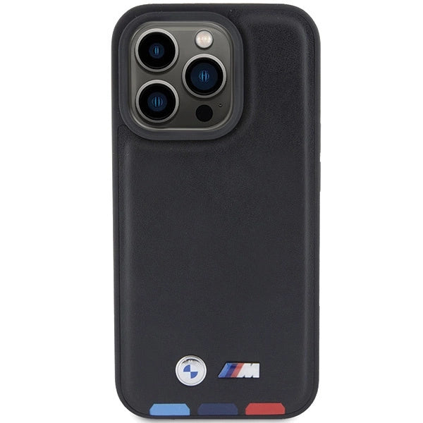 Etui BMW Leather Stamp Tricolor do iPhone 15 Pro - czarne – zdjęcie 3