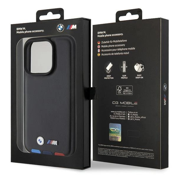 Etui BMW Leather Stamp Tricolor do iPhone 15 Pro - czarne – zdjęcie 8