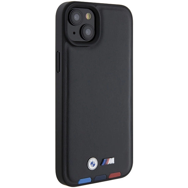 Etui BMW Leather Stamp Tricolor do iPhone 15 Plus - czarne – zdjęcie 4