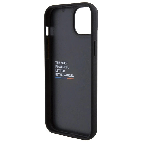 Etui BMW Leather Stamp Tricolor do iPhone 15 Plus - czarne – zdjęcie 7