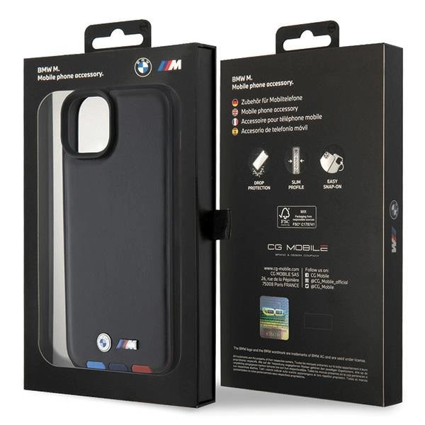 Etui BMW Leather Stamp Tricolor do iPhone 15 Plus - czarne – zdjęcie 8
