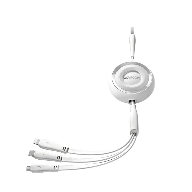 Kabel Joyroom Colorful Series S-A40 zwijany 3w1 USB-A - USB-C - biały