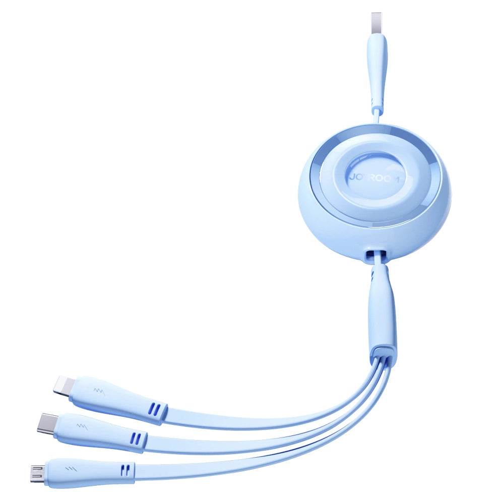 Kabel Joyroom Colorful Series S-A40 zwijany 3w1 USB-A - USB-C - niebieski