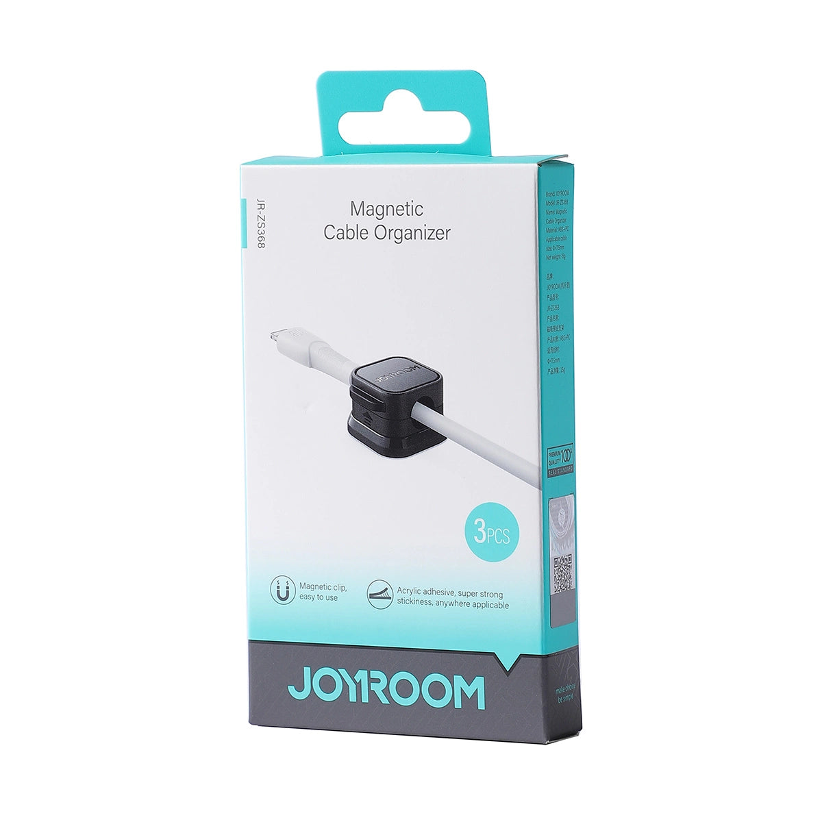 Organizer do kabli Joyroom JR-ZS368 magnetyczny - czarny (3 szt.) – zdjęcie 6