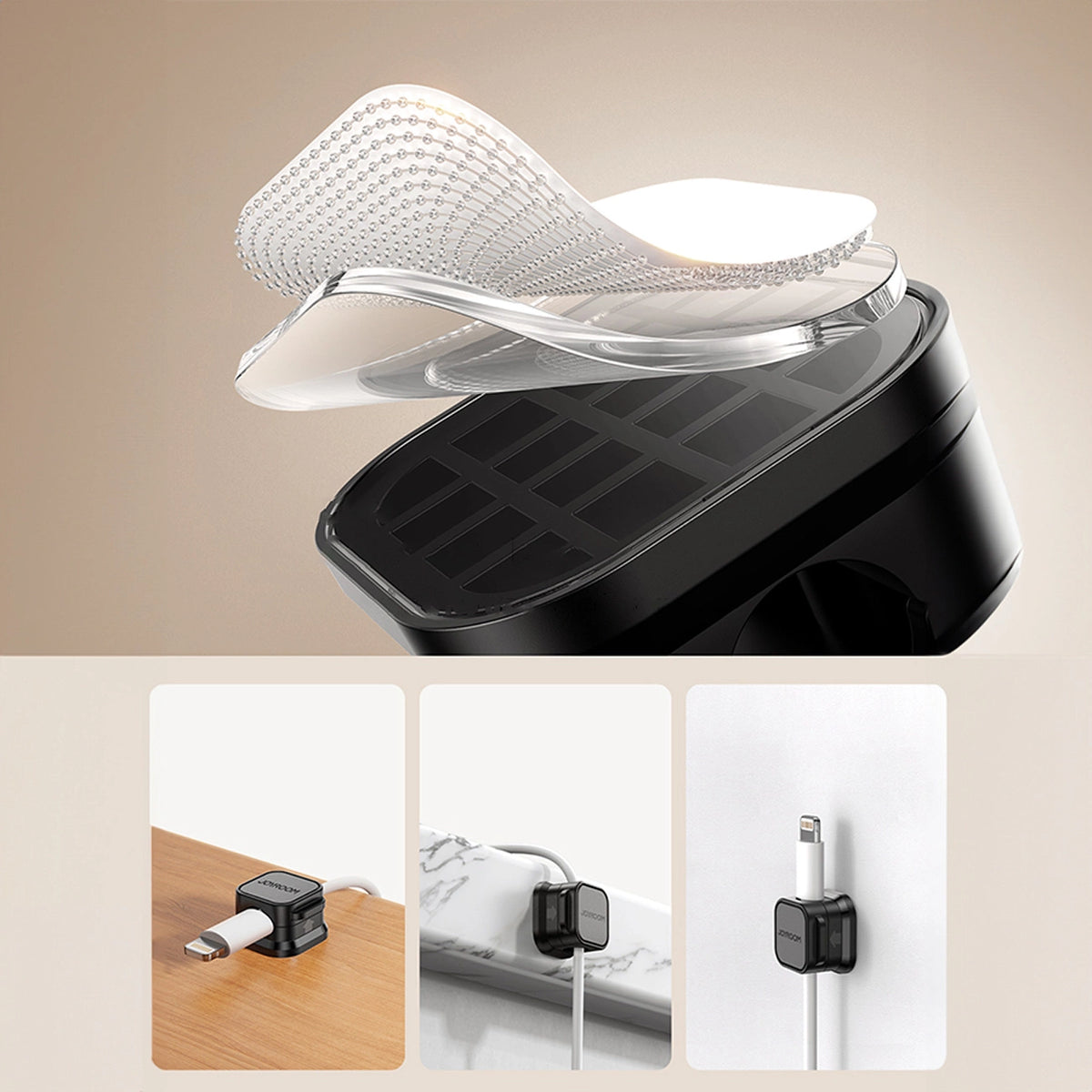 Organizer do kabli Joyroom JR-ZS368 magnetyczny - czarny (3 szt.) – zdjęcie 9