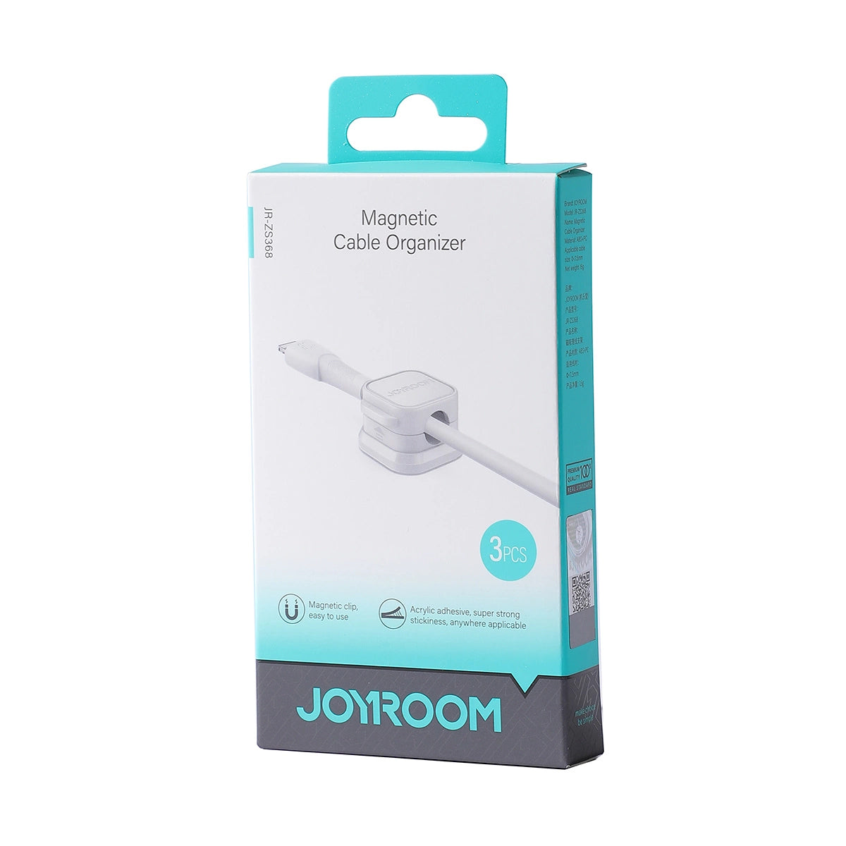 Organizer do kabli Joyroom JR-ZS368 magnetyczny - biały (3 szt.) – zdjęcie 6