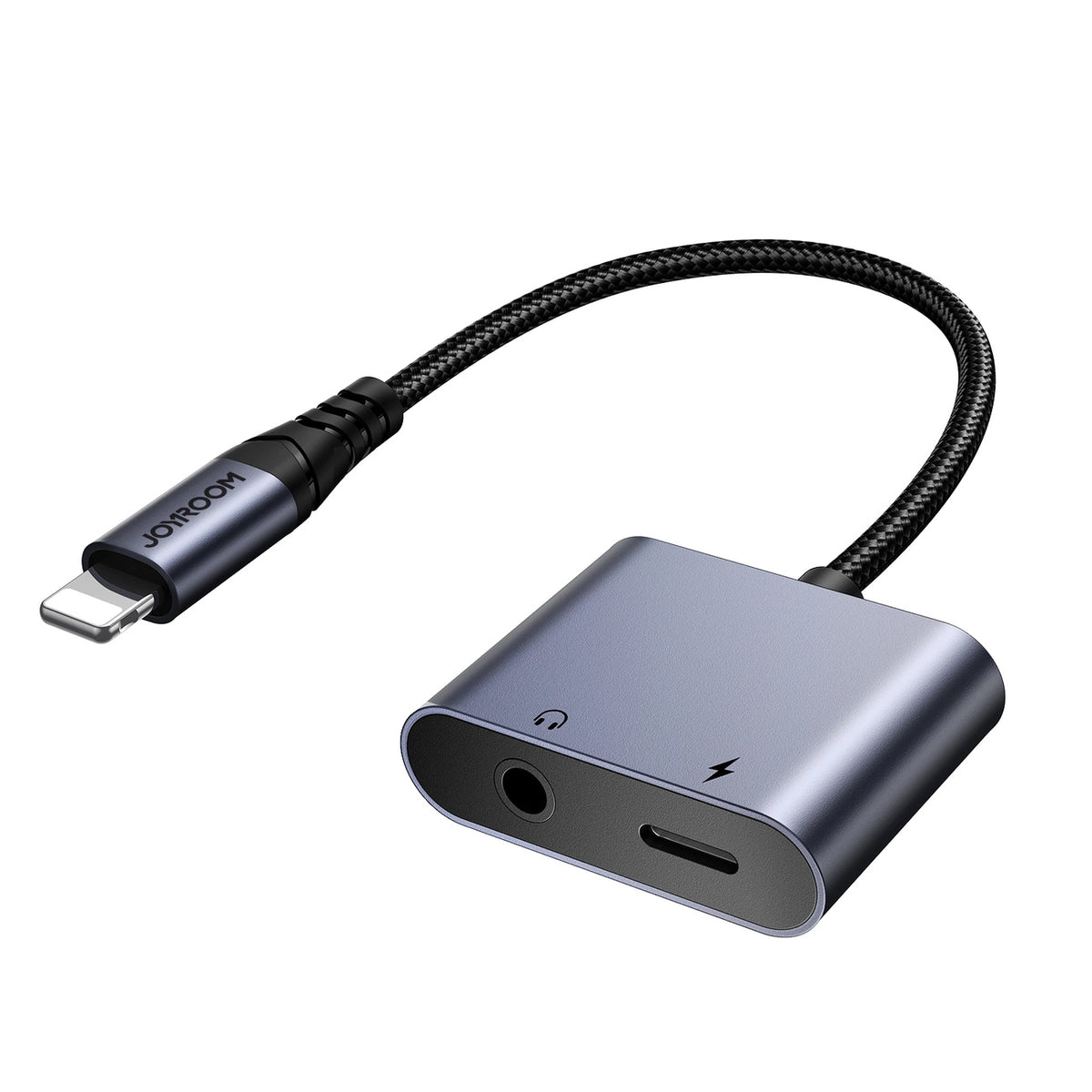 Adapter DAC 2w1 Joyroom SY-L01 do Lightning / mini jack 3.5 mm - czarny