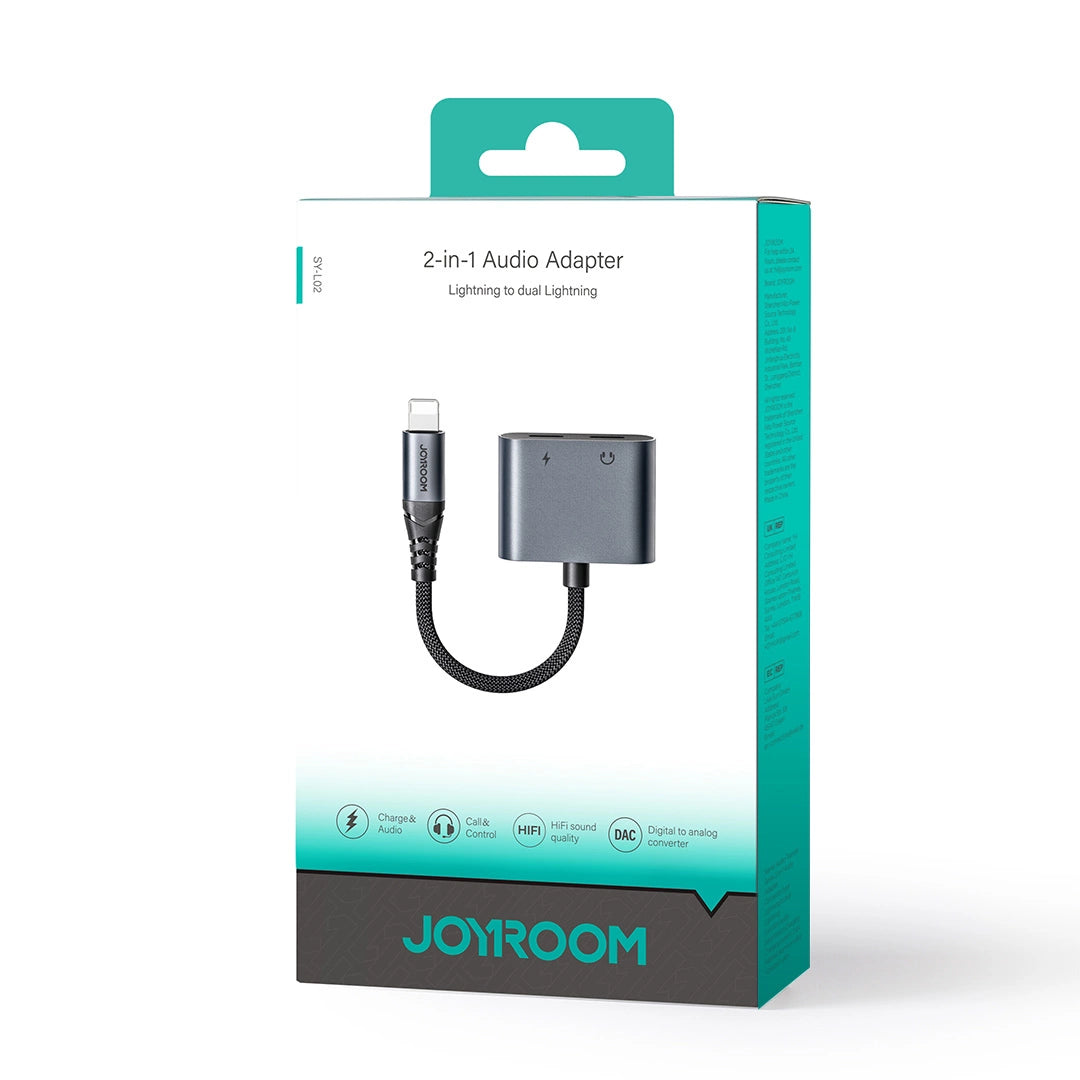 Adapter DAC 2w1 Joyroom SY-L02 Lightning do 2x Lightning - czarny – zdjęcie 2
