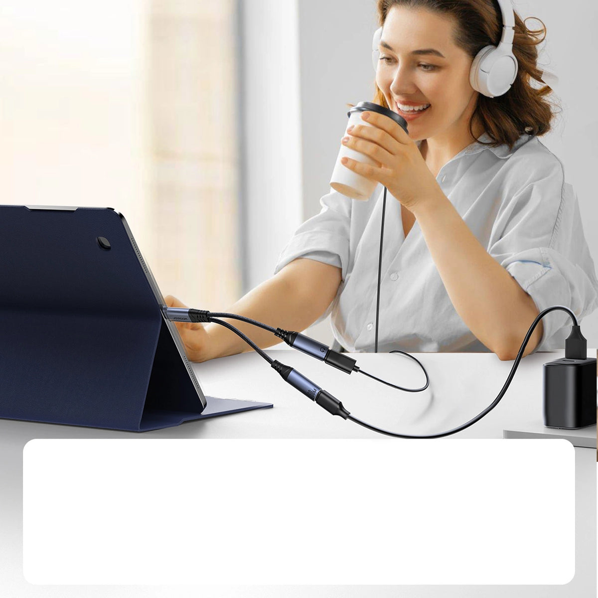 Adapter DAC 2w1 Joyroom SY-C03 USB-C do 2x USB-C - czarny – zdjęcie 3