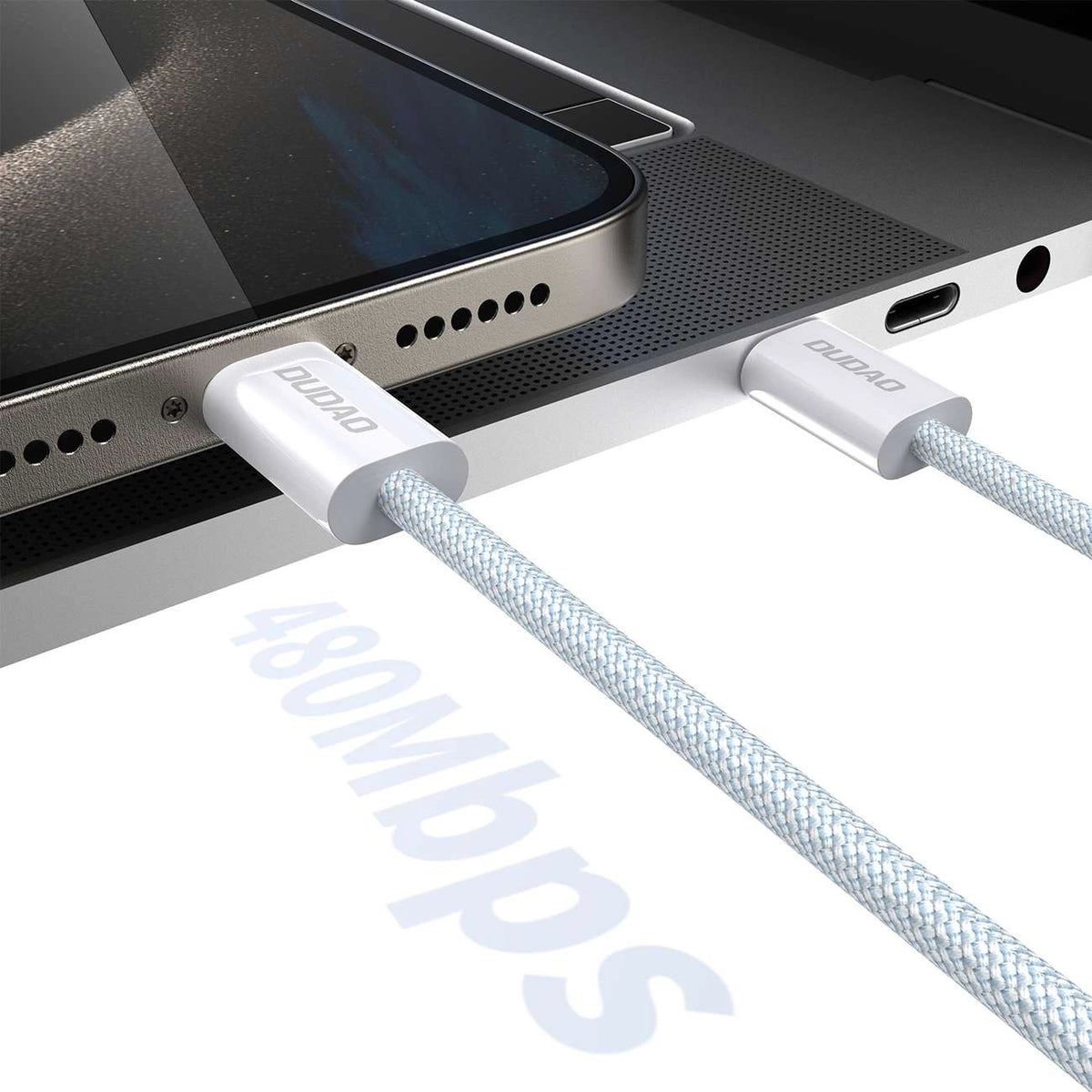 Kabel Dudao L6C USB-C - USB-C PD 30W 2m - jasnoniebieski – zdjęcie 4