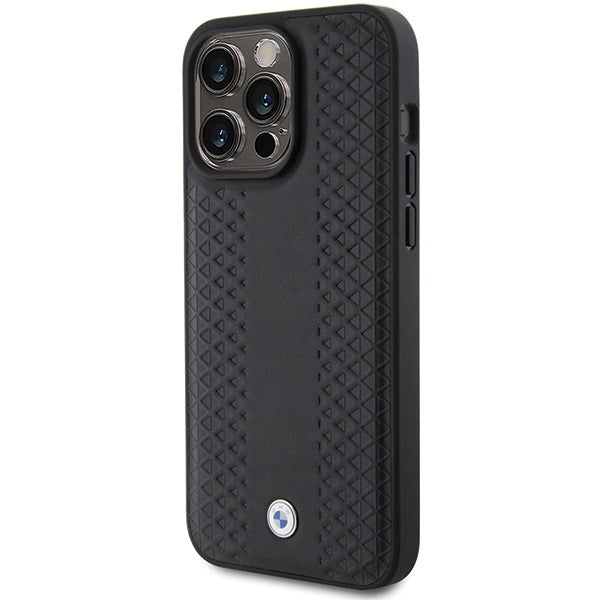 Etui BMW Leather Diamond Pattern na iPhone 15 Pro - czarne – zdjęcie 2