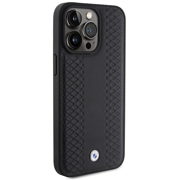 Etui BMW Leather Diamond Pattern na iPhone 15 Pro - czarne – zdjęcie 4