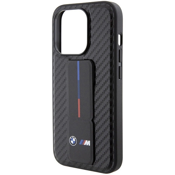 Etui BMW Grip Stand Smooth & Carbon na iPhone 15 Pro - czarne – zdjęcie 7