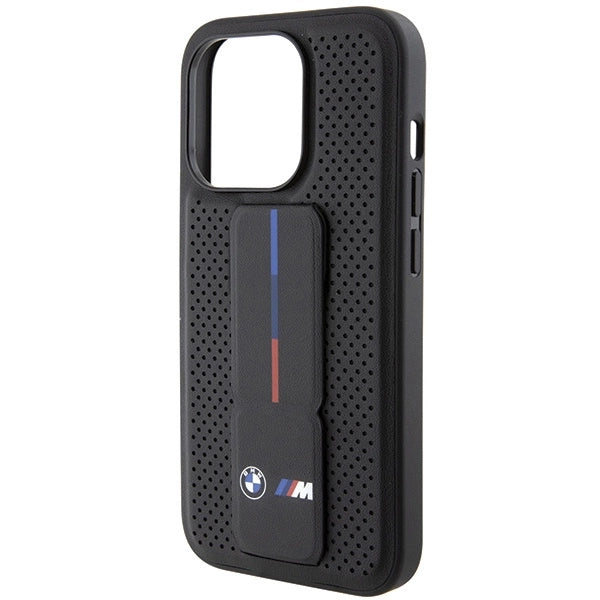 Etui BMW Grip Stand Smooth & Perforated na iPhone 15 Pro - czarne – zdjęcie 7