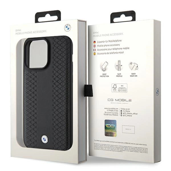 Etui BMW Leather Diamond Pattern na iPhone 15 Pro Max - czarne – zdjęcie 8